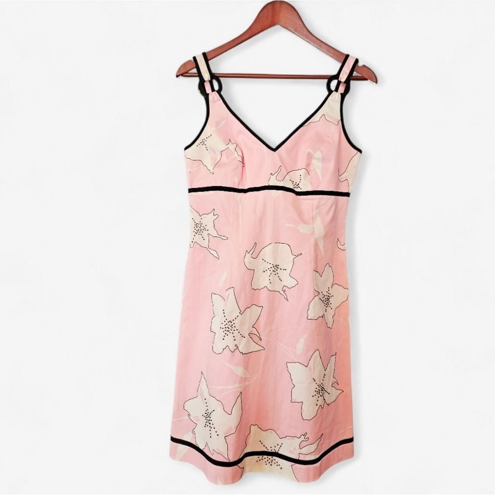 Jade By Melody Tam Pink Floral Watercolor Beaded Tropical Print Mini Dress M